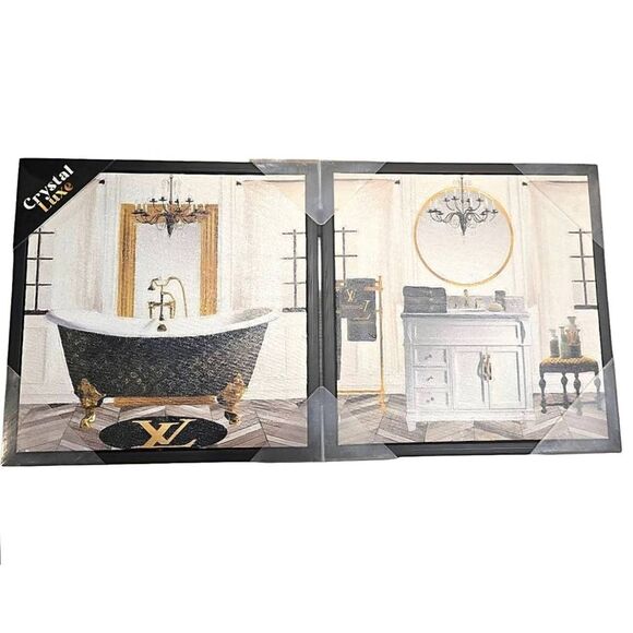 Crystal Luxe Bath Time With Louis Vuitton 2-PC Framed Canvas Wall Decor - Picture 3 of 13